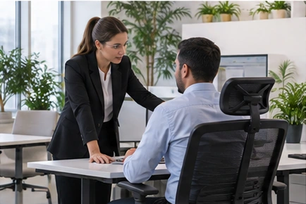 Ofis ortamında ergonomi ve iş güvenliği görüşmesi